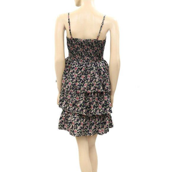 Twist & Tango Floral Printed Mini Dress Tiered Smocked Resort S-36 NWT 218148 - Picture 3 of 5